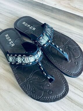 Roper Turquoise Studded Western Sandals 9